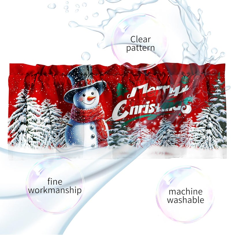 SUNWISHA Christmas Curtain Valances Set 52x18'' - Snowflake Christmas Classic Merry Christmas Window Curtains Kitchen/Bathroom/Laundry Decor, Winter Holiday Home Valances Red - Image 5
